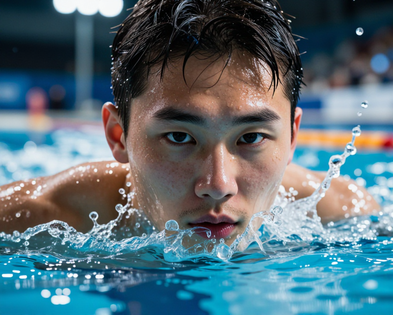 Determined Swimmer in Action
