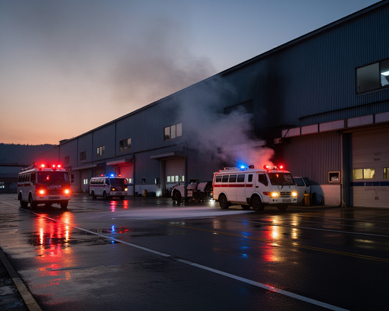 Aftermath of a warehouse fire in Pyeongtaek