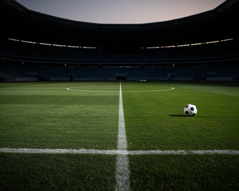 Empty Football Stadium at Dusk