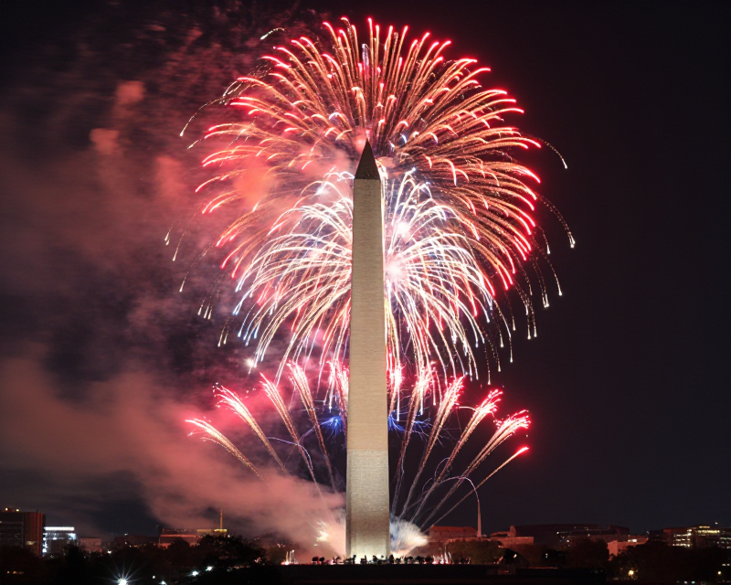 Cinematic Fireworks over Washington Monument