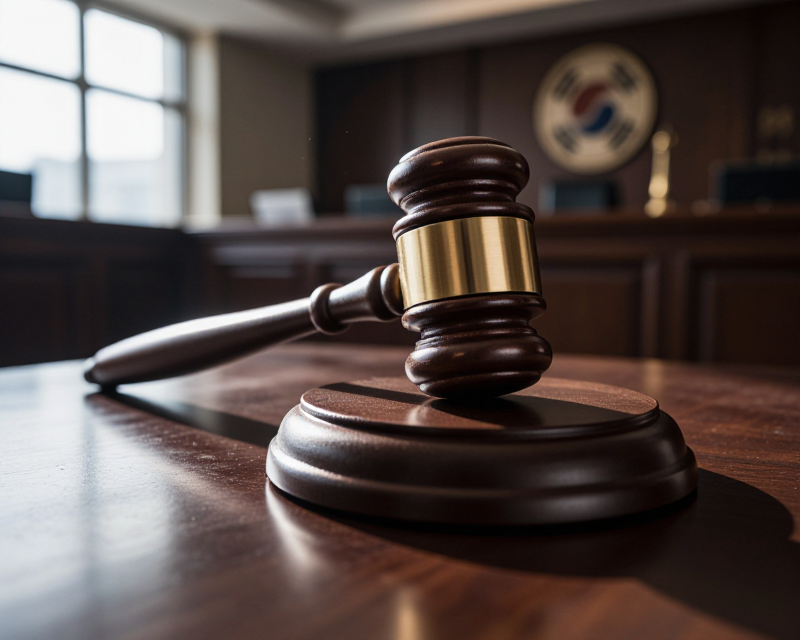 Legal Gavel in Korean Courtroom