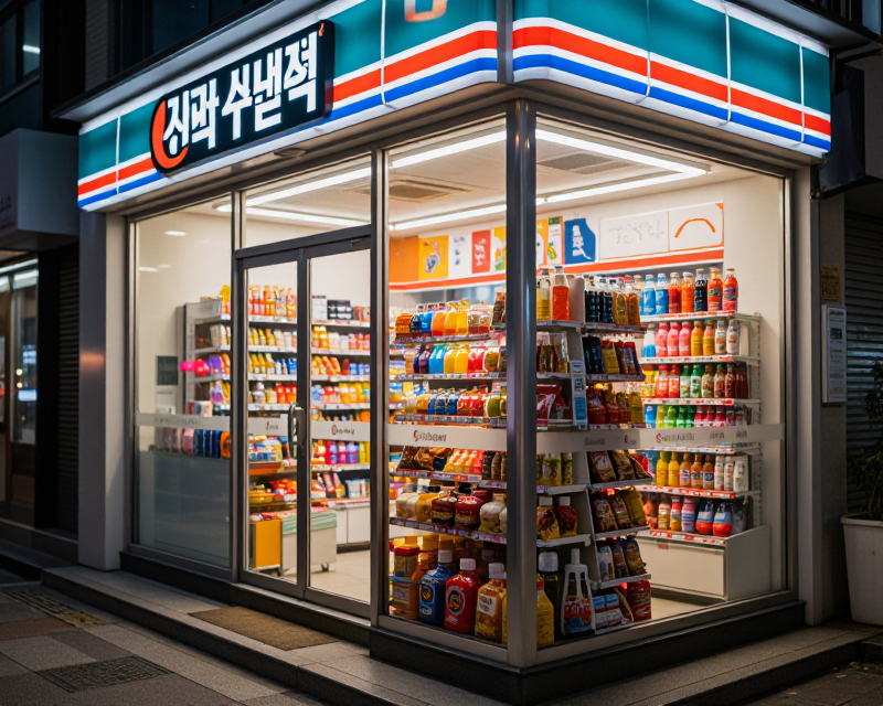 Modern South Korean convenience store night view