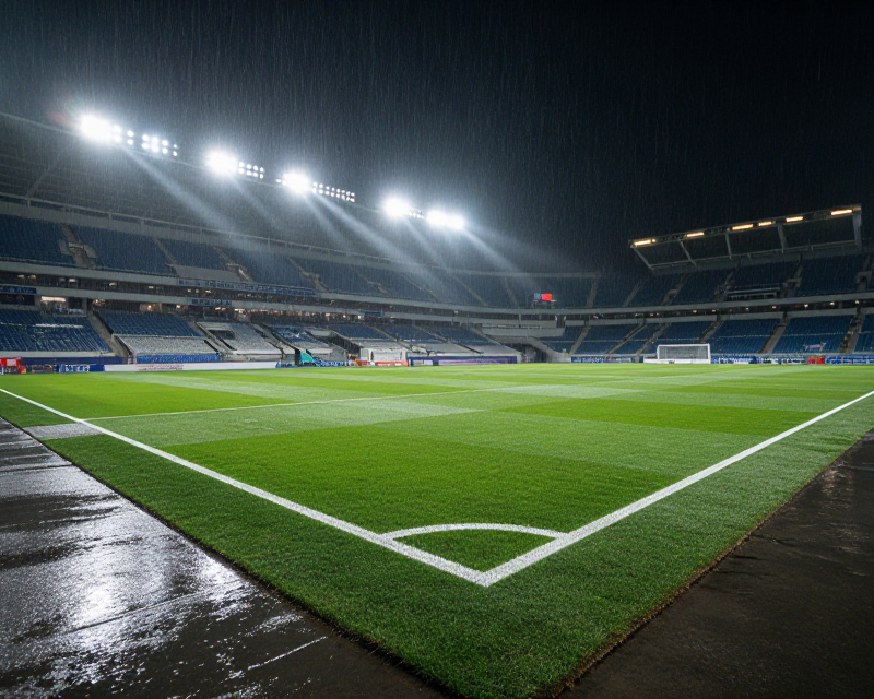 Rainy Football Stadium